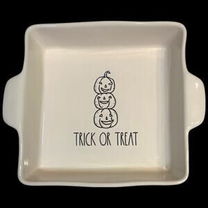 Rae Dunn Trick Or Treat Casserole Dish 8x8 Square Pumpkins Artisan Collection